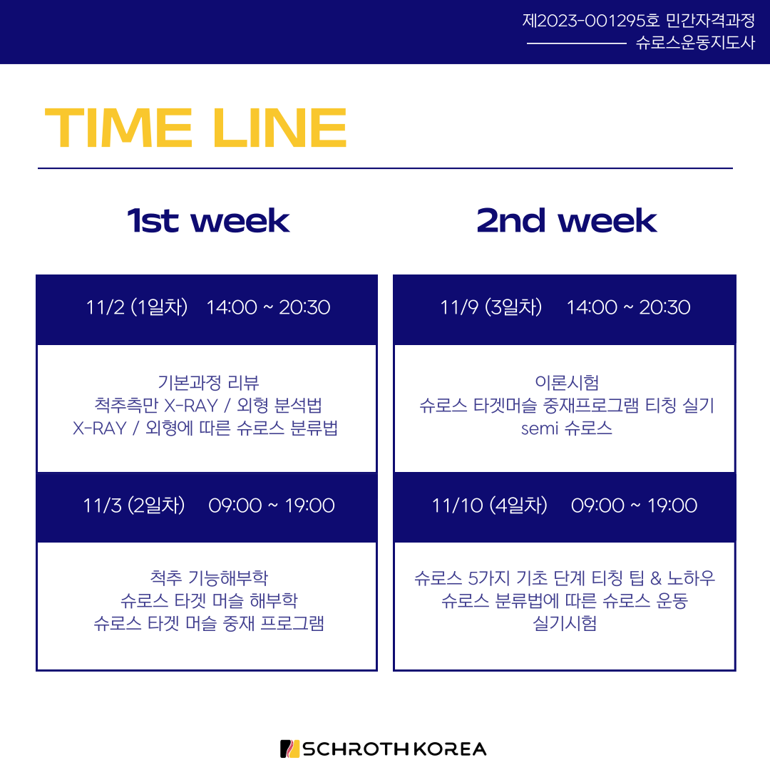 8기 서울 슈로스운동지도사 심화과정 공지